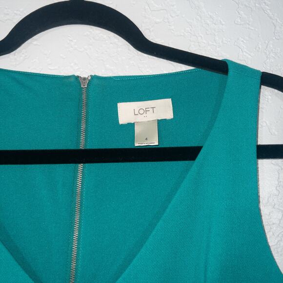 Loft Green Sleeveless V-Neck Dress Size 4 - Picture 3 of 7